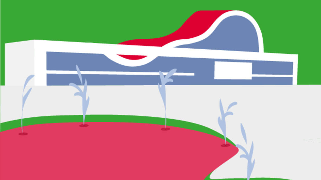 Het Raadhuisplein met het Atlas theater in de achtergrond in de kleuren van GroenLinks