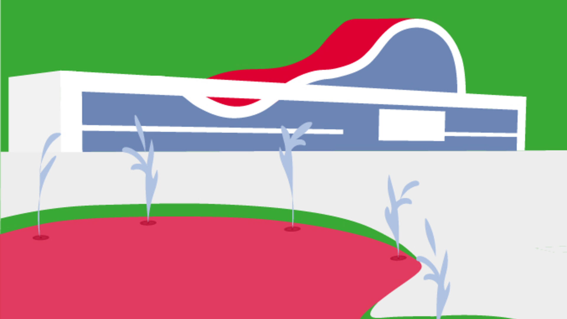 Het Raadhuisplein met het Atlas theater in de achtergrond in de kleuren van GroenLinks